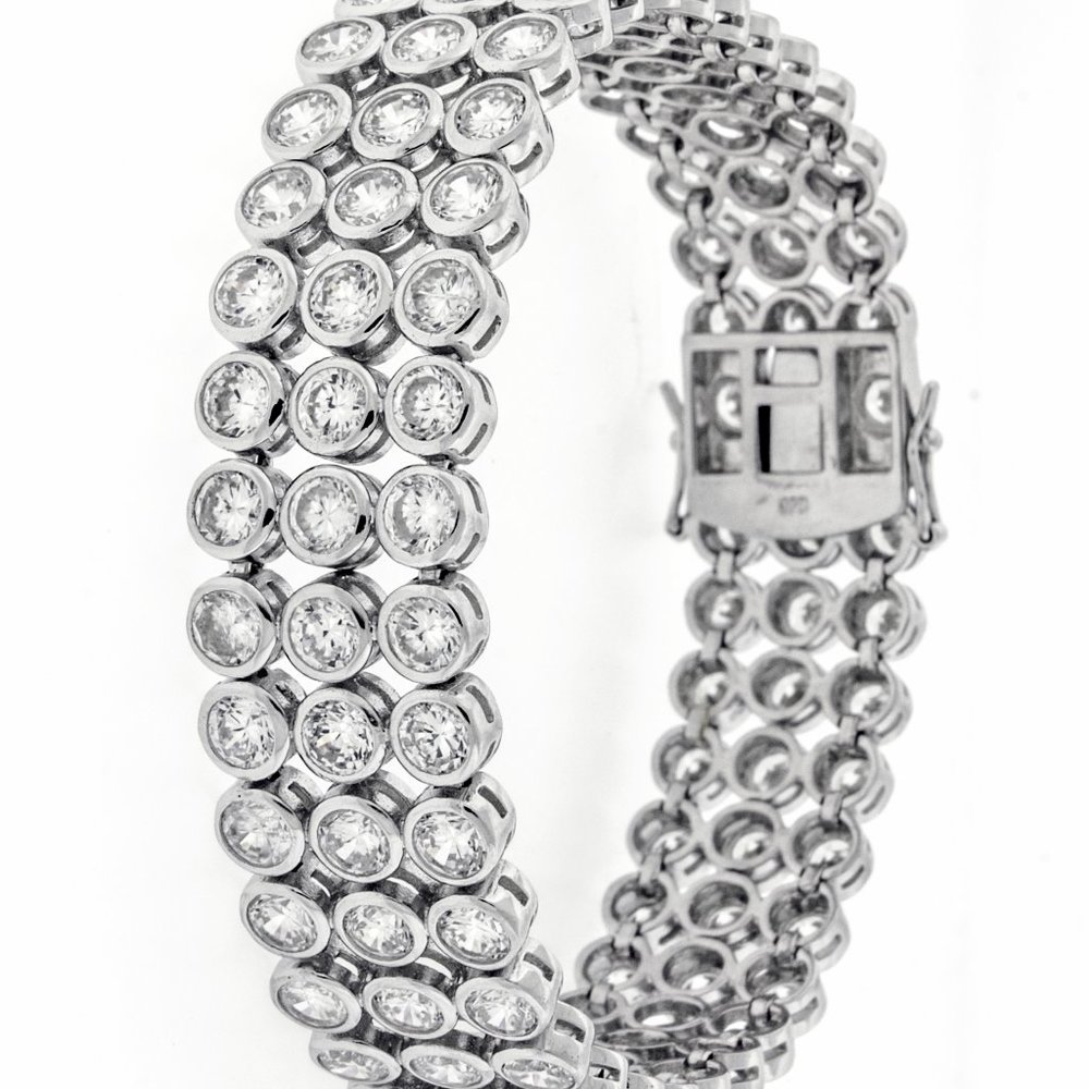 New 925 Silver 3Row 8.5" Round CZ Tennis Bracelet